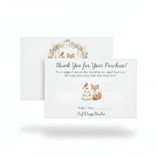 Carte De Remerciements Boho Woodland Fox Small Business Thank You Card