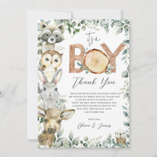 Carte De Remerciements Bois Animaux Végétation Bois Baby shower garçon