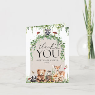 Carte De Remerciements Bois Animaux Végétation Champignons Baby shower