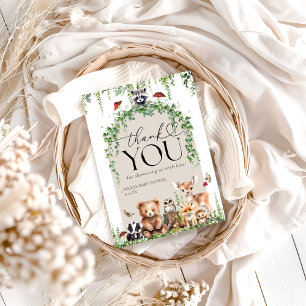 Carte De Remerciements Bois Animaux Végétation Champignons Baby shower
