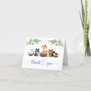 Carte De Remerciements Bois Aquarelle animale Baby shower de verdure
