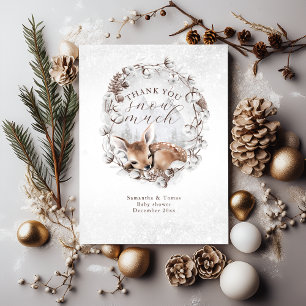 Carte De Remerciements Bois Cerf Froid à l'extérieur du Baby shower d'hiv