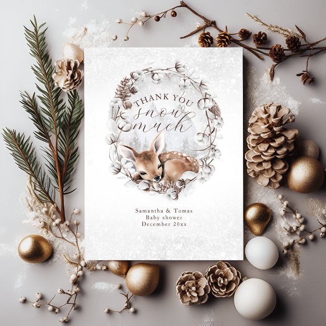 Carte De Remerciements Bois Cerf Froid à l'extérieur du Baby shower d'hiv (Créateur téléchargé)