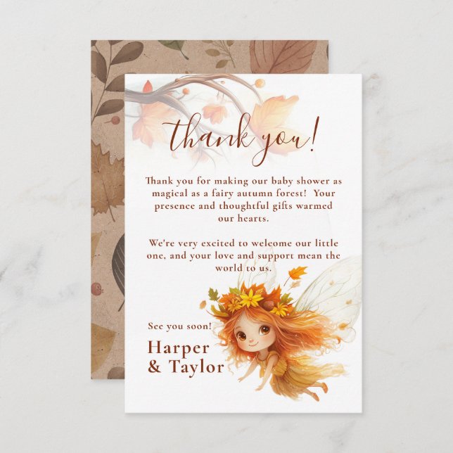 Carte De Remerciements Bois de fées d'automne (Devant / Derrière)