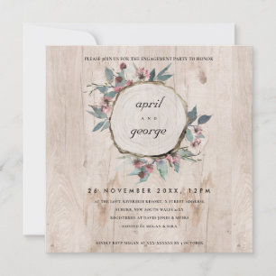 CARTE DE REMERCIEMENTS BOIS RUSTIQUE LICE ROSE FIANÇAILLES FLORAL INVITAT