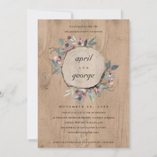 CARTE DE REMERCIEMENTS BOIS RUSTIQUE LICE ROSE FIANÇAILLES FLORAL INVITAT