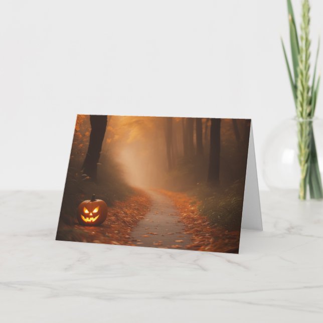 Carte De Remerciements Bois sinistres d'Halloween (Devant)