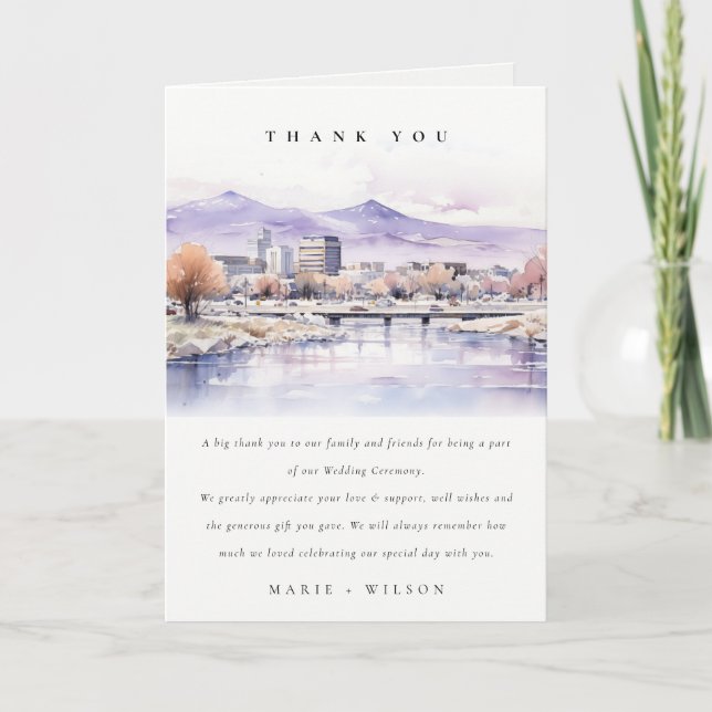 Carte De Remerciements Boise, Idaho Watercolor Landscape Wedding (Devant)