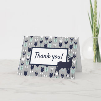 Carte de remerciements boisé - menthe, marine et g