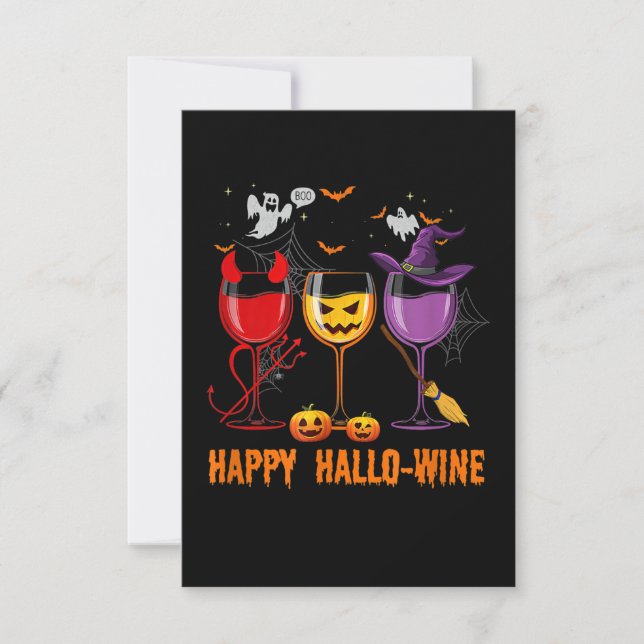 Carte De Remerciements boisson au verre d'halloween drôles de hallo-vin (Devant)