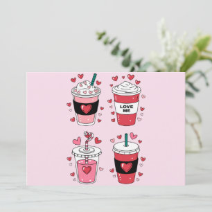 Carte De Remerciements Boisson de la Saint-Valentin amateur de café