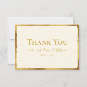 Carte De Remerciements Bold Elegance Luxe Gold Edge Ecru Mariage