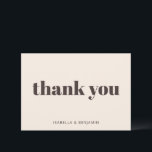 Carte De Remerciements Bold Typography Cream Brown Custom Wedding Flat<br><div class="desc">This personalized wedding thank you flat card features a soft ivory background with warm brown typography and a clean, modern message on the front. Customize the names to create a simple, polished way to thank guests for celebrating or sending thoughtful gifts. The flat format offers a streamlined look that pairs...</div>