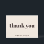 Carte De Remerciements Bold Typography Cream Brown Custom Wedding Flat<br><div class="desc">This personalized wedding thank you flat card features a soft ivory background with warm brown typography and a clean, modern message on the front. Customize the names to create a simple, polished way to thank guests for celebrating or sending thoughtful gifts. The flat format offers a streamlined look that pairs...</div>
