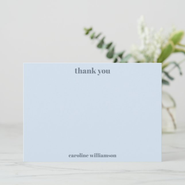 Carte De Remerciements Bold Typography Soft Blue Modern Birthday Name (Debout devant)