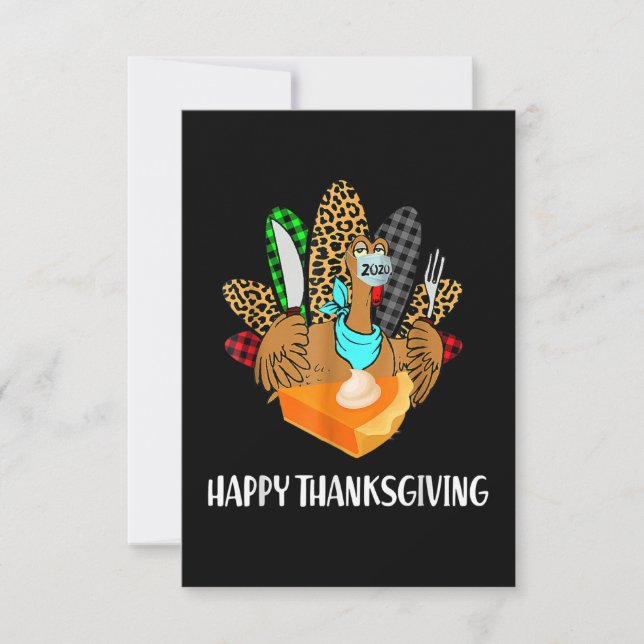 Carte De Remerciements Bon thanksgiving drôle Léopard Plaid Turquie amour (Devant)