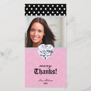 Carte De Remerciements Bonbon 16 à diamants de coeur de dentelle de