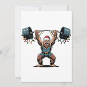 Carte De Remerciements Bonhomme de neige Haltérophile Noël 2026 Fitness d