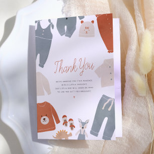 Carte De Remerciements Bonjour Baby Boho Vêtements garçon Baby shower Mer