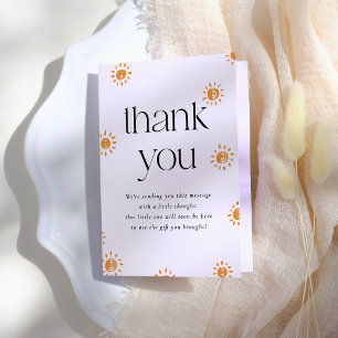 Carte De Remerciements Bonjour bébé   Baby shower Sunshine Boho