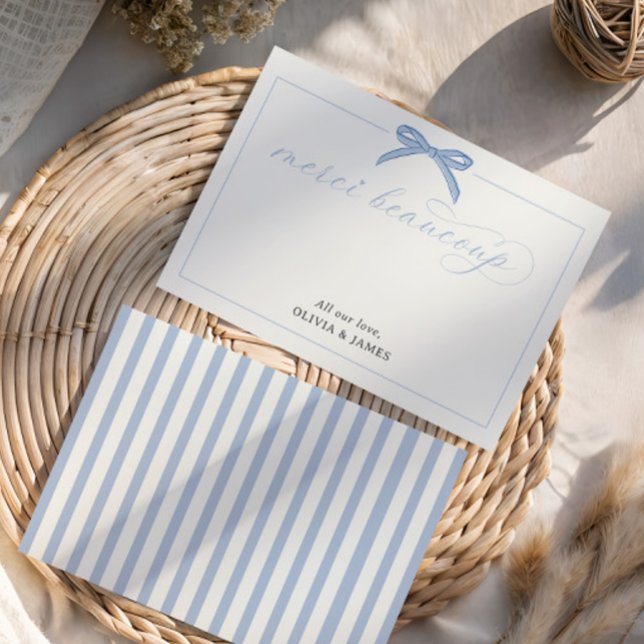 Carte De Remerciements Bonjour Bébé Blue Paris Tour Eiffel Baby shower (Créateur téléchargé)