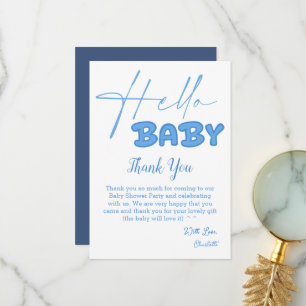 Carte De Remerciements Bonjour bébé élégante Baby Shower