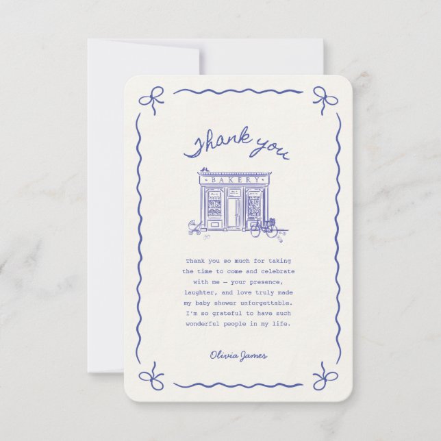 Carte De Remerciements Bonjour Bebe French baby shower (Devant)