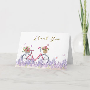 Carte De Remerciements Bonjour Bébé Rose Lavande Vélo Baby shower