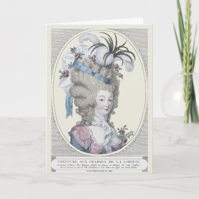 Carte De Remerciements Bonjour Bonjour Élégante Marie Antoinette Portrait (Devant)