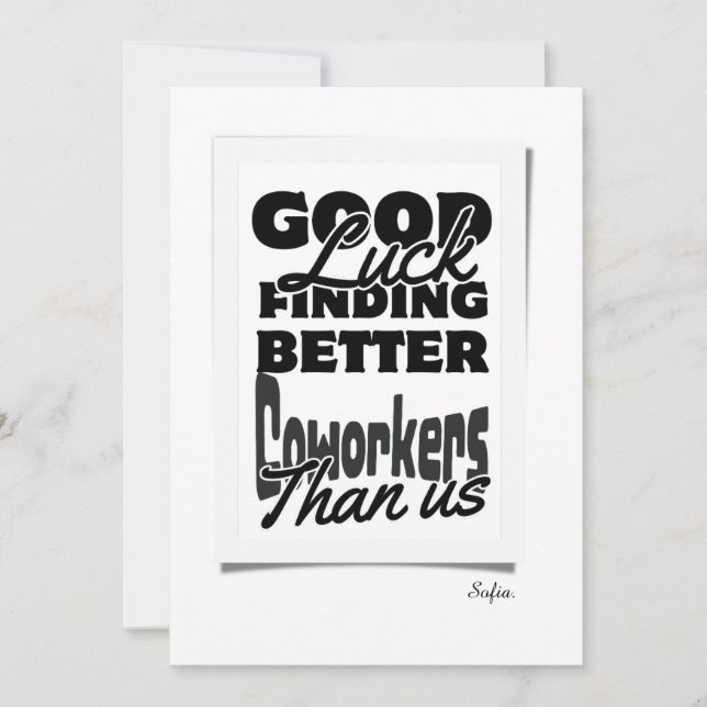 Carte De Remerciements Bonne Chance Trouver De Meilleurs Collaborateurs Q (Devant)