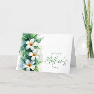 Carte De Remerciements Bonne Fête des Mères Plumeria & Maile Lei