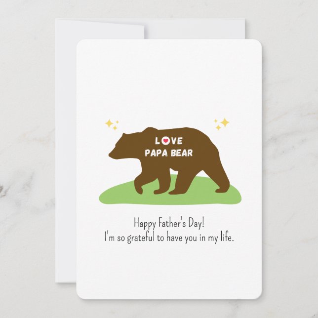 Carte De Remerciements Bonne Fête des pères Papa Bear (Devant)