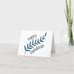 Carte De Remerciements Bonne Hanoukka (avec Feuilles bleus)