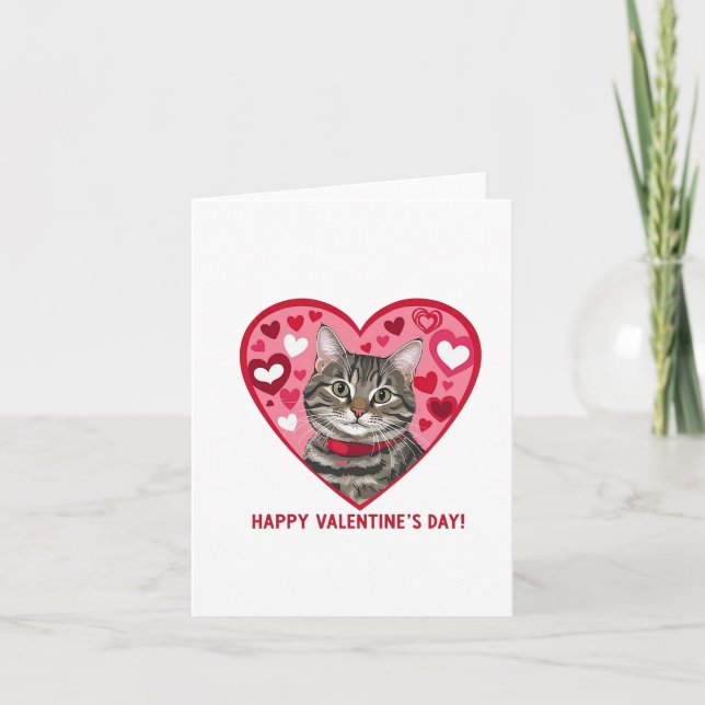 Carte De Remerciements Bonne Saint Valentin Chat (Devant)