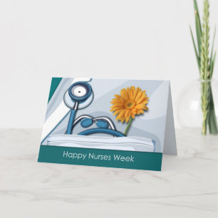 Carte De Remerciements Bonne Semaine des infirmières. Stethoscope et marg