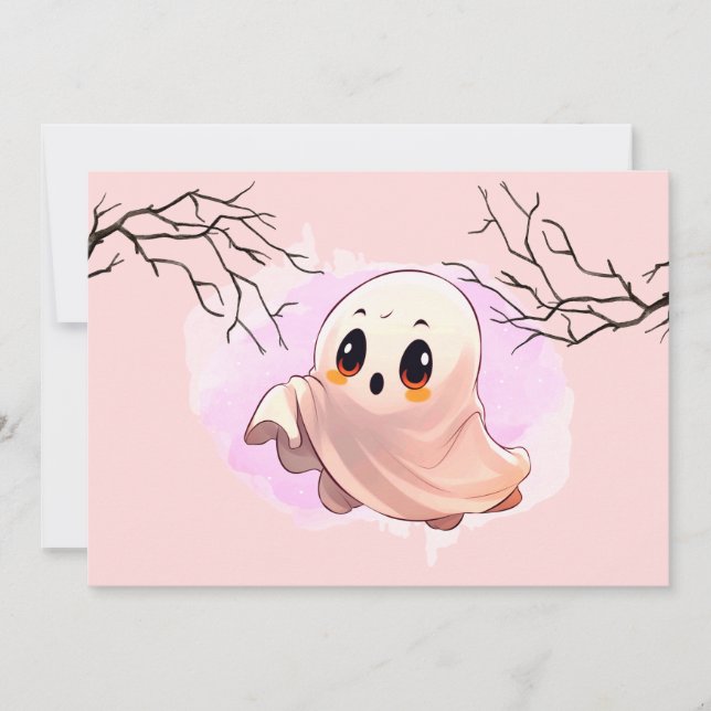 Carte De Remerciements Boo Baby shower Halloween Pink thème mignonne fête (Devant)
