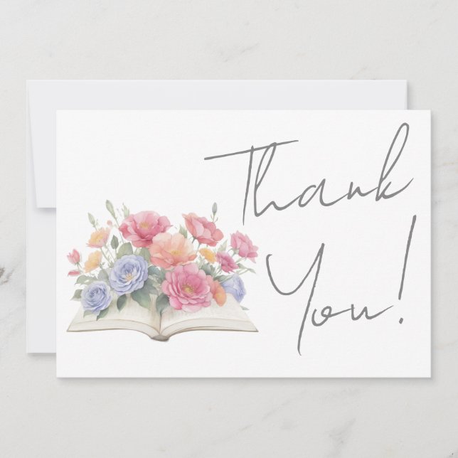 Carte De Remerciements Book Floral Thank You (Devant)