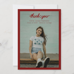 Carte De Remerciements bordé simple graduation photo simple