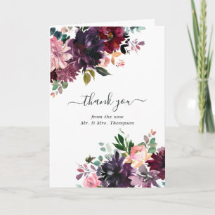 Carte De Remerciements Bordeaux - Burgundy Floral Wedding