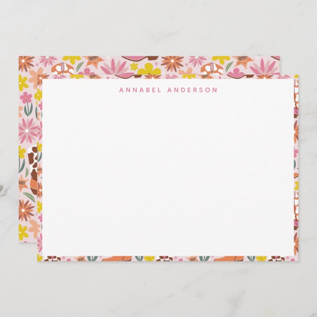 Carte De Remerciements Bordure de bottes de cowgirl de l'Ouest rose perso (Devant / Derrière)