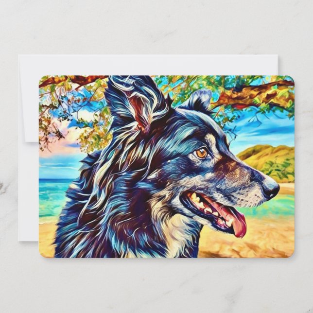 Carte De Remerciements Bordure de Conception Originale Collie de Border P (Devant)