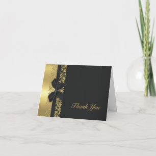 Carte De Remerciements Bordure de la vigne d'or noir