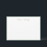 Carte De Remerciements Bordure de sauge de menthe minimaliste Nom de scri<br><div class="desc">Carte de remerciement avec nom de script personnalisé et bordure de sauge de menthe minimaliste</div>