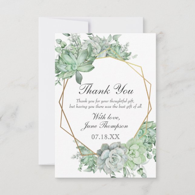 Carte De Remerciements Bordure de verdure succulente d'eucalyptus pour Ba (Devant)