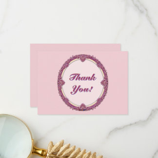 Carte De Remerciements Bordure Fantaisie Violet/Rose Et Crème Personnalis