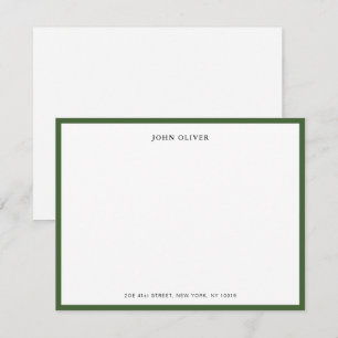 Carte De Remerciements Bordure plate vert olive élégant 