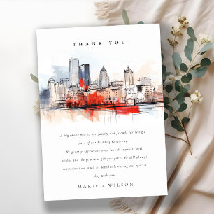 Carte De Remerciements Boston Massachusetts City Scape Mariage d'aquarell