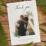Carte De Remerciements Botanical Foliage Olive Green Wedding Photo<br><div class="desc">Botanical Foliage,  wedding photo thank you card. Features,  template text lines for your names and personalized message.</div>