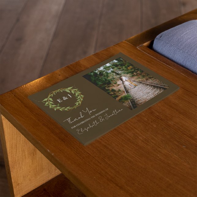 Carte De Remerciements Botanical Wreath Earth Tone Wedding (Créateur téléchargé)