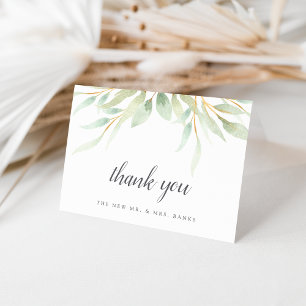 Carte De Remerciements Botanique aérienne Feuilles vertes à l'aquarelle